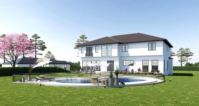 Backyard, Exterior, Facade, Pool, French Provincial