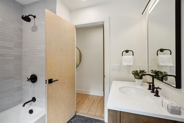 Bathroom, Dual Sink Vanities, Interior, Wood Texture Flooring