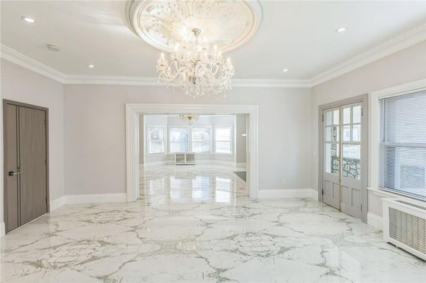 Chandelier, Empty room, Interior, Marble, Recessed Lighting