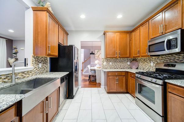 Interior, Kitchen, Marble, Recessed Lighting, Stainless Steel Appliances