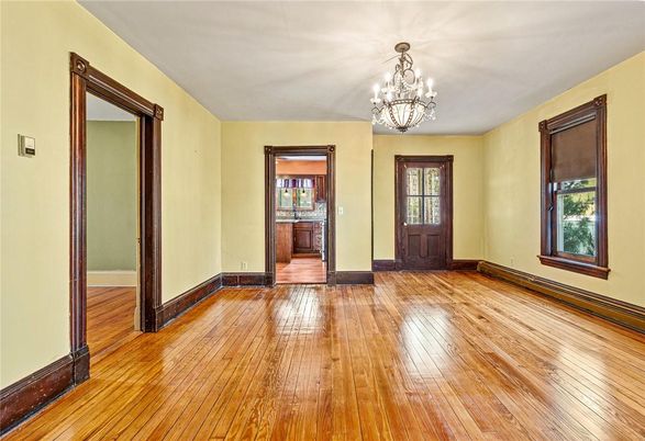 Chandelier, Empty room, Interior, Wood Texture Flooring