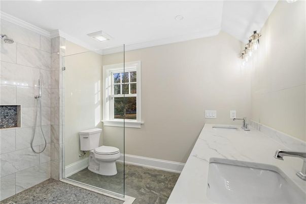 Bathroom, Glass Shower, Interior, Marble Walls