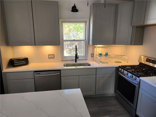 Interior, Kitchen, Stainless Steel Appliances, Wood Texture Flooring