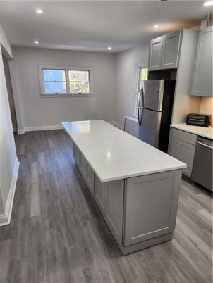 Interior, Kitchen, Recessed Lighting, Wood Texture Flooring