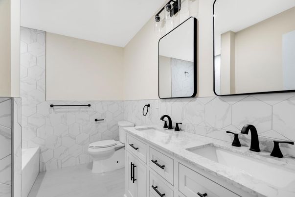 Bathroom, Dual Sink Vanities, Interior, Marble Walls