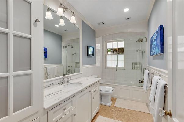 Bathroom, Dual Sink Vanities, Glass Shower, Interior, Recessed Lighting