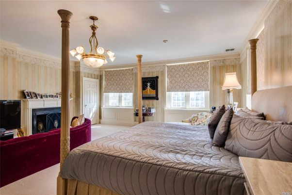 Bedroom, Chandelier, Fireplace, Interior