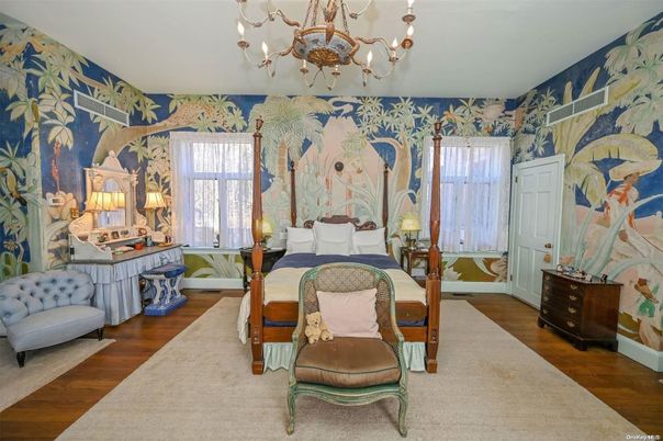Bedroom, Chandelier, Interior, Wood Texture Flooring