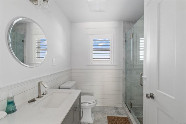 Bathroom, Glass Shower, Interior, Marble Walls