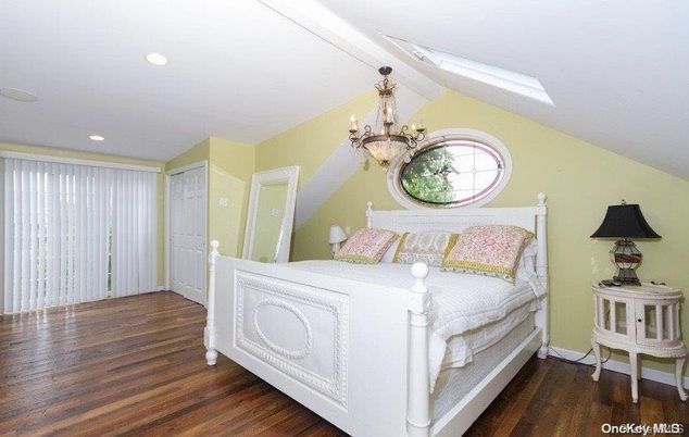 Bedroom, Chandelier, Interior, Recessed Lighting, Wood Texture Flooring