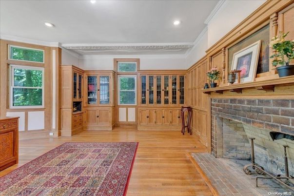 Fireplace, Interior, Recessed Lighting, Wood Texture Flooring