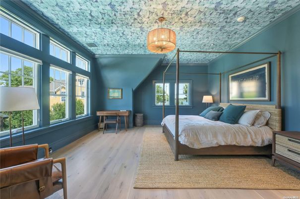 Bedroom, Interior, Pendant Lights, Wood Texture Flooring