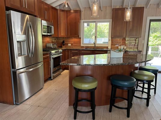 Interior, Kitchen, Pendant Lights, Stainless Steel Appliances, Wood Texture Flooring