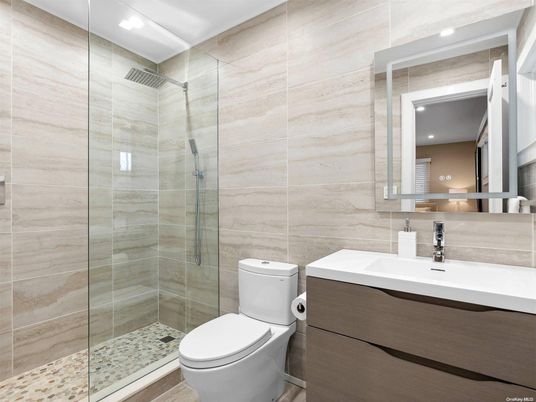 Bathroom, Glass Shower, Interior, Recessed Lighting
