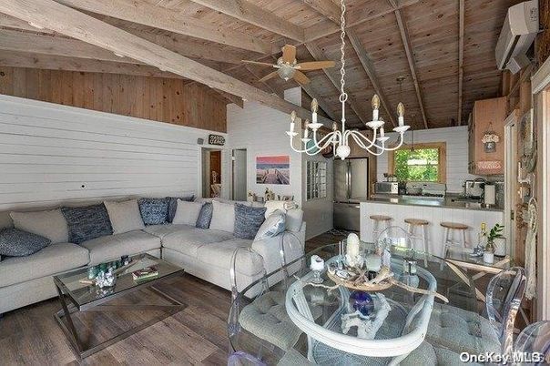Chandelier, Dining room, Interior, Kitchen, Living room, Wooden Beams, Wooden Ceilings, Wood Texture Flooring, Wooden Walls