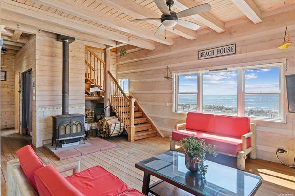 Fireplace, Interior, Living room, Water, Wooden Beams, Wooden Ceilings, Wood Texture Flooring, Wooden Walls