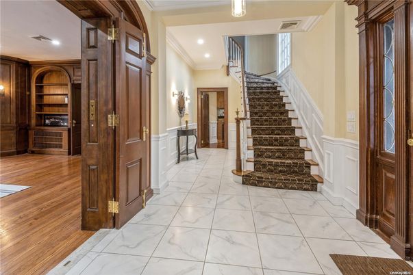 Interior, Marble, Recessed Lighting, Wood Texture Flooring