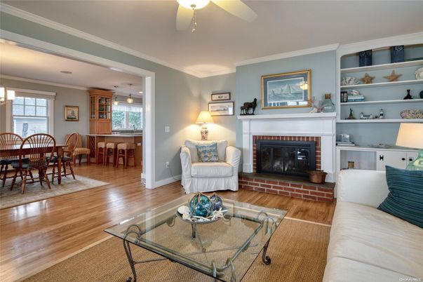 Dining room, Fireplace, Interior, Living room, Pendant Lights, Wood Texture Flooring