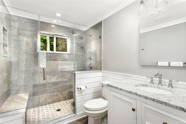 Bathroom, Glass Shower, Interior, Recessed Lighting