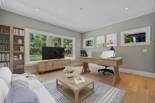 Home Office, Interior, Recessed Lighting, Wood Texture Flooring