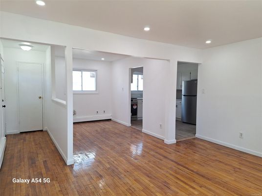 Empty room, Interior, Kitchen, Recessed Lighting, Wood Texture Flooring