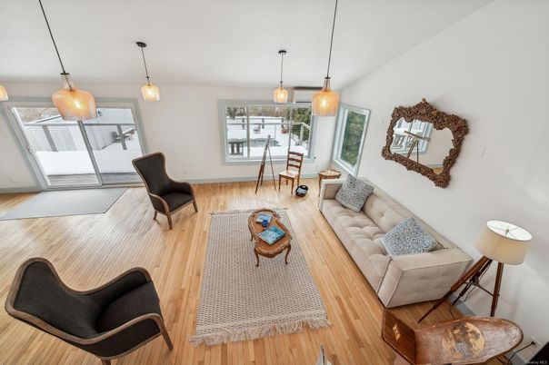Dining room, Interior, Living room, Pendant Lights, Wood Texture Flooring