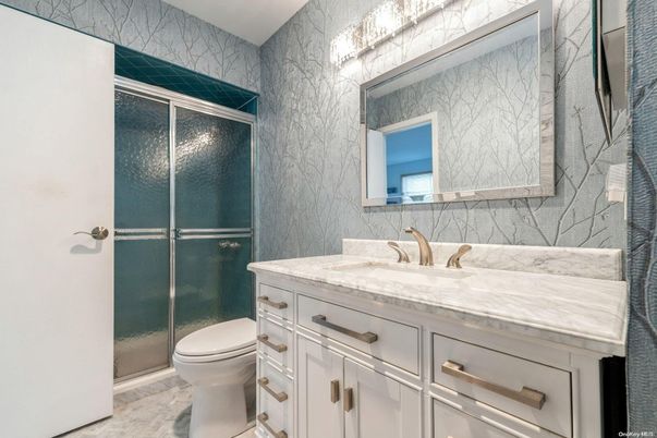 Bathroom, Glass Shower, Interior, Marble Walls