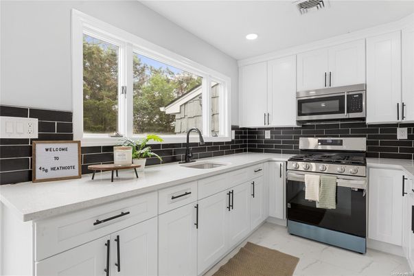 Interior, Kitchen, Marble, Recessed Lighting, Stainless Steel Appliances