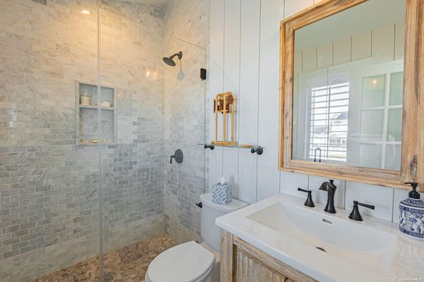 Bathroom, Glass Shower, Interior, Stone Walls