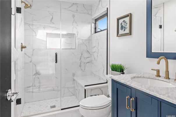 Bathroom, Glass Shower, Interior, Marble Walls