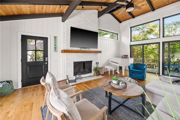 Fireplace, Interior, Living room, Stone Walls, Wooden Beams, Wooden Ceilings, Wood Texture Flooring