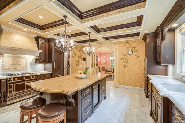 Chandelier, Interior, Kitchen, Recessed Lighting, Stainless Steel Appliances