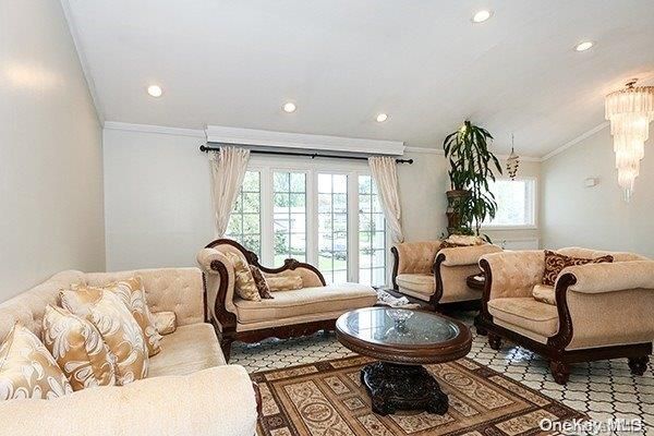 Chandelier, Interior, Living room, Recessed Lighting