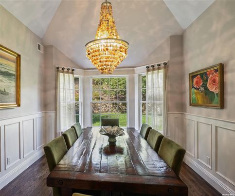 Chandelier, Dining room, Interior, Wood Texture Flooring