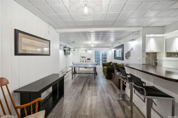 Dining room, Interior, Living room, Pendant Lights, Wood Texture Flooring