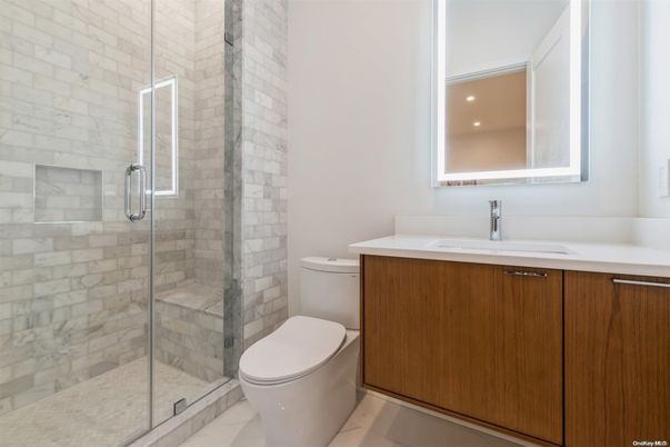 Bathroom, Glass Shower, Interior, Recessed Lighting