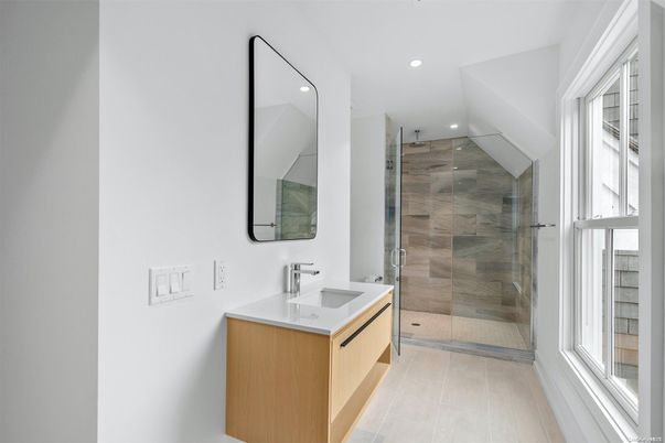 Bathroom, Dual Sink Vanities, Glass Shower, Interior, Recessed Lighting