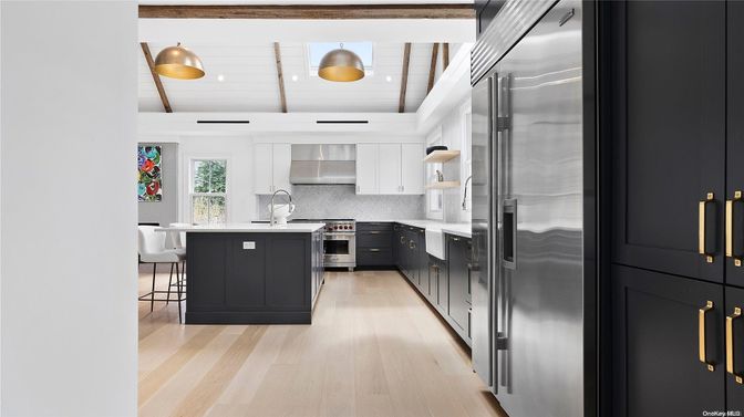 Interior, Kitchen, Pendant Lights, Stainless Steel Appliances, Wooden Ceilings, Wood Texture Flooring