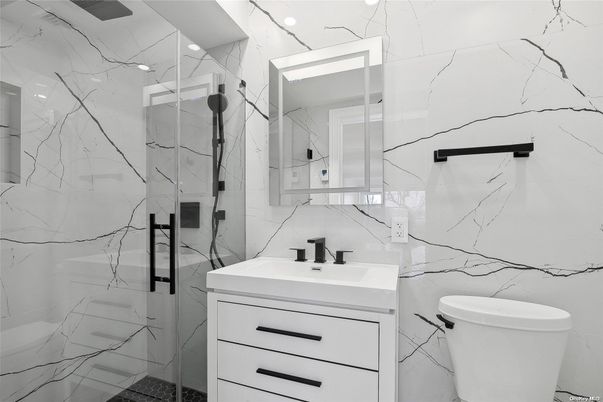Bathroom, Free Standing Baths, Glass Shower, Interior, Marble Walls