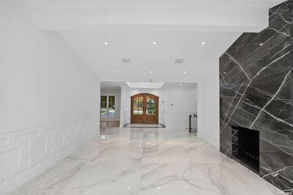 Fireplace, Interior, Marble, Marble Walls, Recessed Lighting