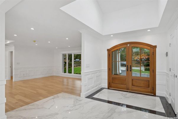 Interior, Marble, Recessed Lighting, Wood Texture Flooring