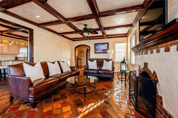 Fireplace, Interior, Kitchen, Living room, Pendant Lights, Recessed Lighting