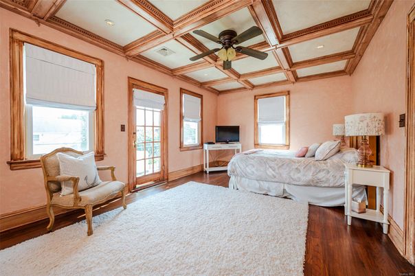Bedroom, Interior, Recessed Lighting, Wooden Beams, Wood Texture Flooring