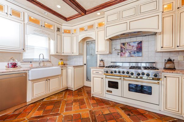 Interior, Kitchen, Recessed Lighting, Stainless Steel Appliances, Wooden Beams
