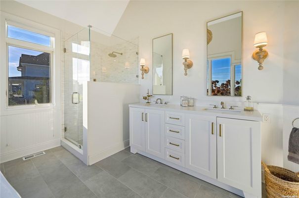 Bathroom, Dual Sink Vanities, Glass Shower, Interior