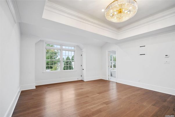 Chandelier, Empty room, Interior, Recessed Lighting, Wood Texture Flooring