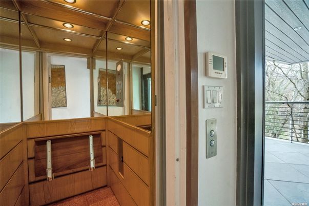 Elevator, Interior, Recessed Lighting, Wooden Ceilings, Wooden Walls