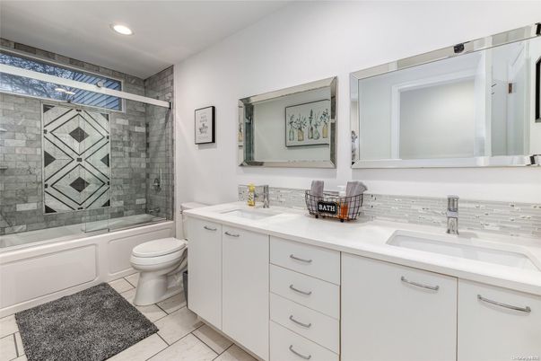Bathroom, Dual Sink Vanities, Glass Shower, Interior, Recessed Lighting