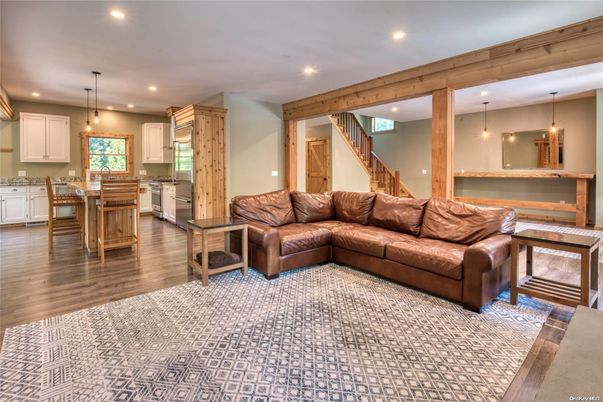 Interior, Kitchen, Living room, Pendant Lights, Recessed Lighting, Wood Texture Flooring