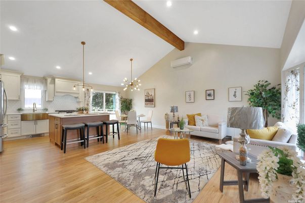 Dining room, Interior, Kitchen, Living room, Pendant Lights, Recessed Lighting, Wooden Beams, Wood Texture Flooring